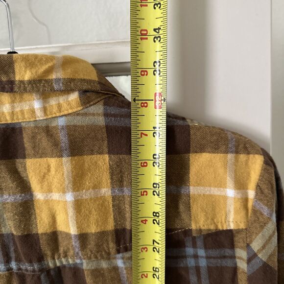 New Matchstick Medium Flannel Shirt Yellow Plaid Button Up - Picture 10 of 10